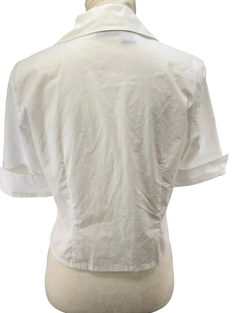 Rafaella Vintage 90s Tie Front Poplin Blouse White 6 - Picture 2 of 8